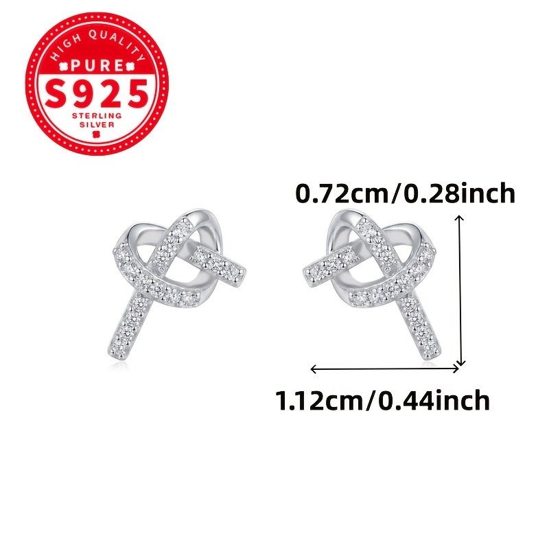 Women's S925 Sterling Silver Knotwork Heart Stud Earrings